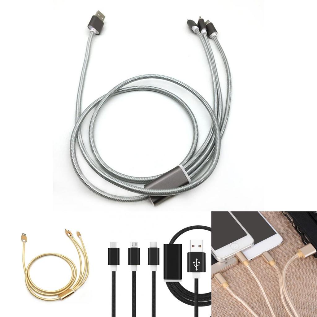 Usb 3in1 Charger Cable Micro Typec Data Sync Cable For Iphone 5 6 Android 7plus