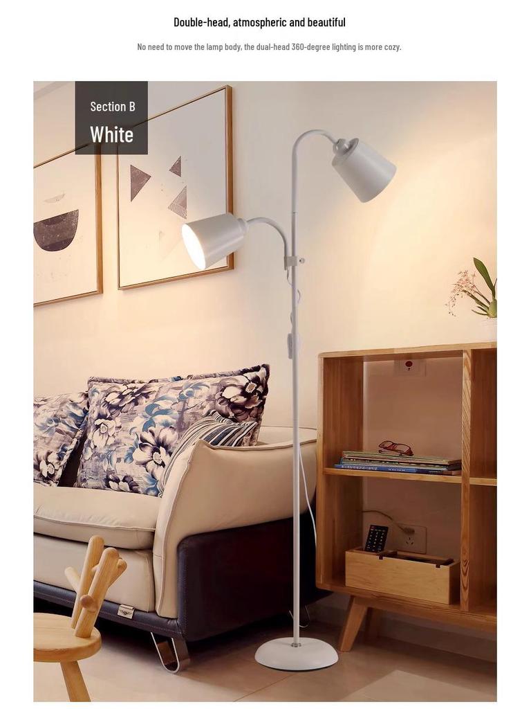 Nordic Modern Double-Head Floor Lamp: Minimalist Luxury for Living Room and Bedroom