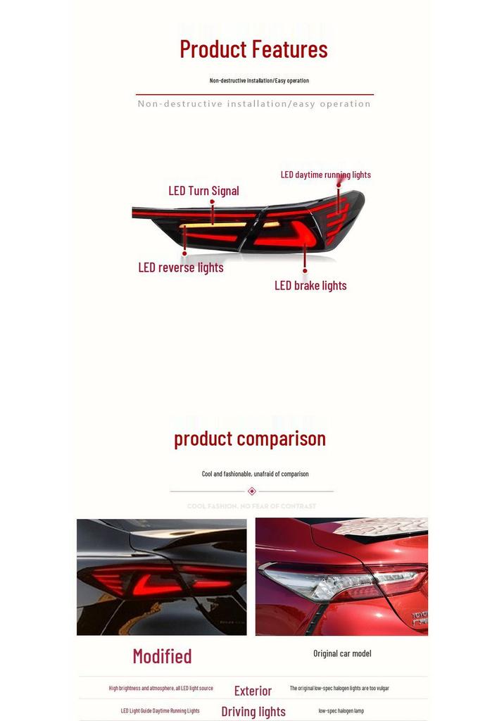 LED Sequential Turn Signal Rear Light for 2018-2022 8th Gen Camry