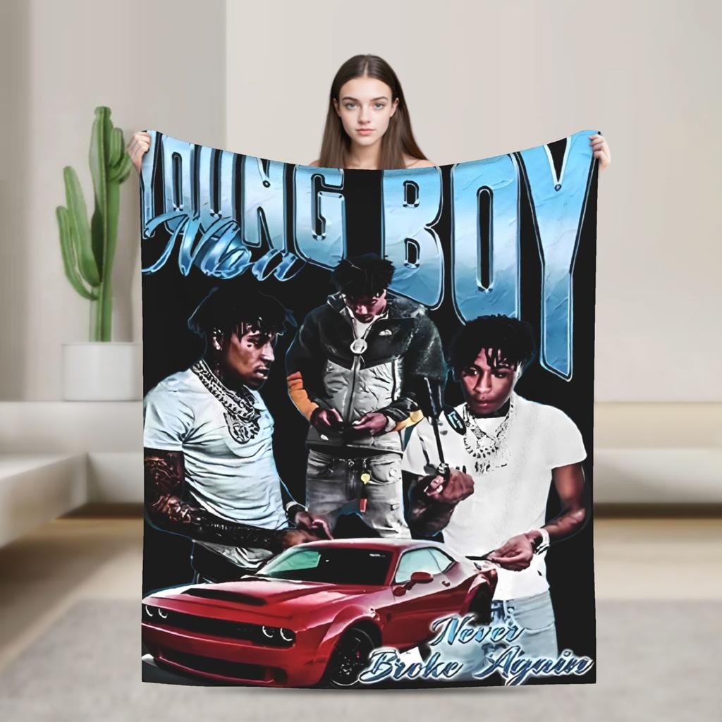 YoungBoy Never Broke Again Decke Warm Street Trend Plüsch Überwurfdecke für Sofa Sessel Reisen Büro Tagesdecke Bettbezug