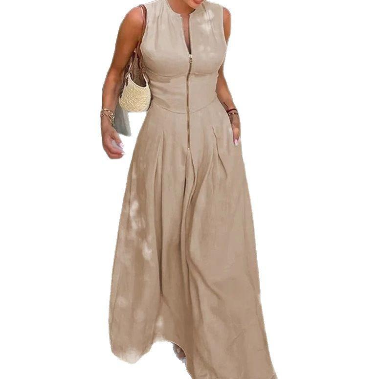 

Women s Bright Green Sleeveless Jumpsuit with Front Zipper and Side Pockets XXL