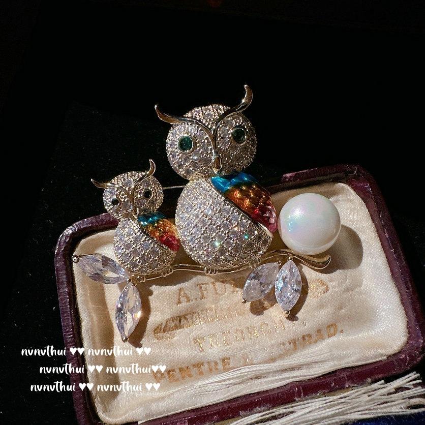 Monet S Garden, Owl Jewel, Brooch, Roman Court, 18K Gold Plated, Twilight Zircon Peacock Brooch