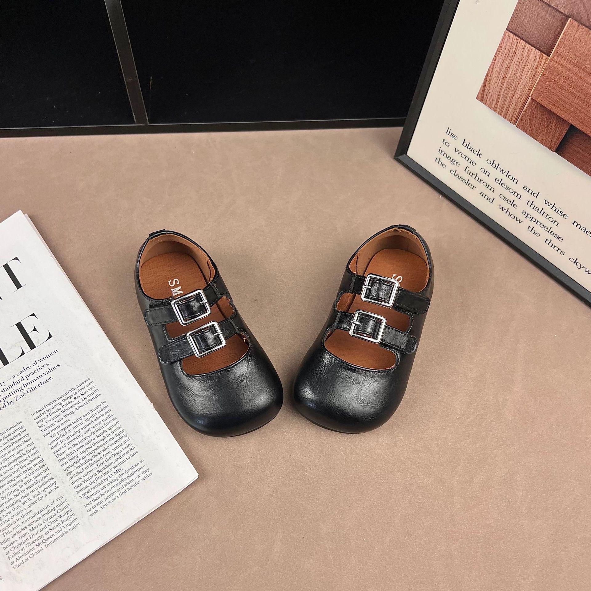 Girls  Retro Leather Low-Cut Princess Shoes - Spring/Autumn 2026 Fashion 22 чёрный