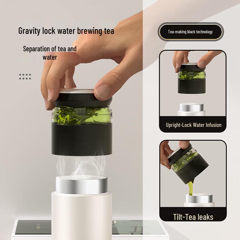 Temec Ceramic Lined Insulated Tea Thermos with Silver Infuser