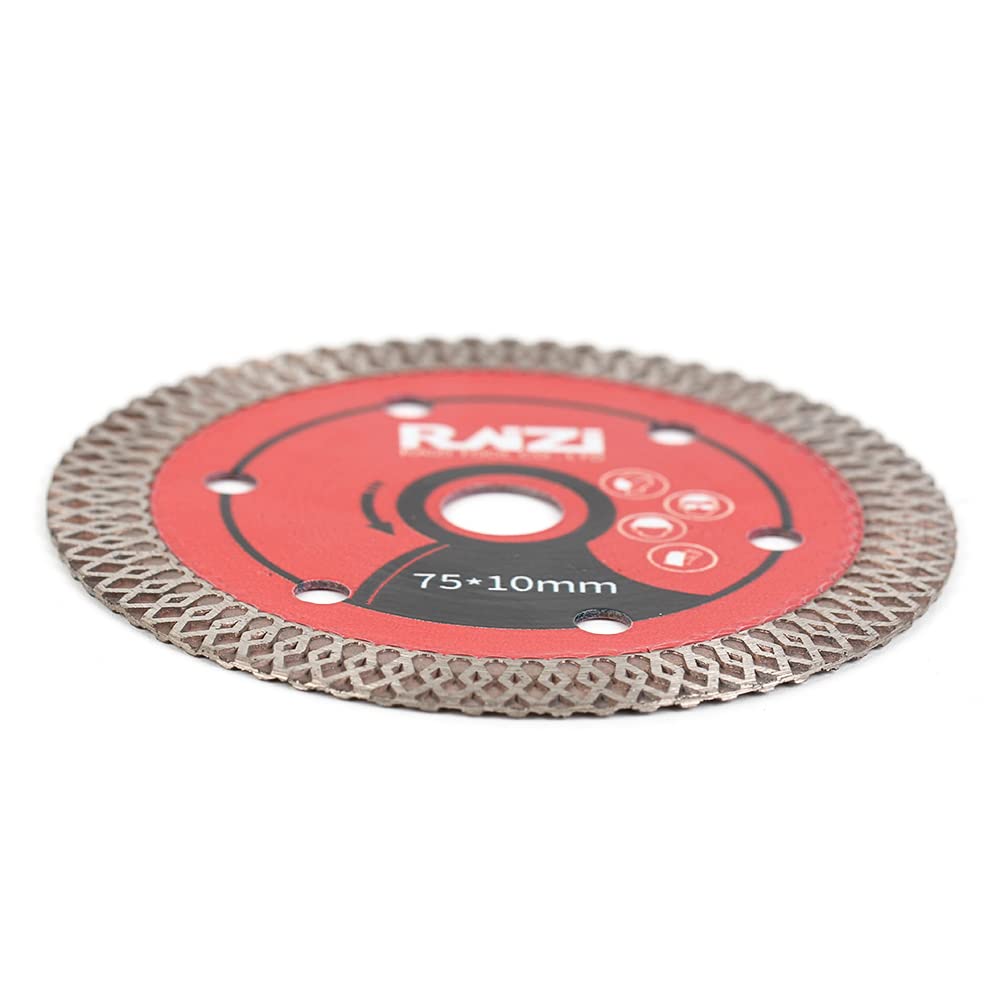 Raizi 75mm x 10mm Disc Grinder Saw Wood Cutting Diamond Saw Blade for Metal Cutting Multipurpose Diamond Vacuum Brazed Saw Blades Tile Blades, Stone,