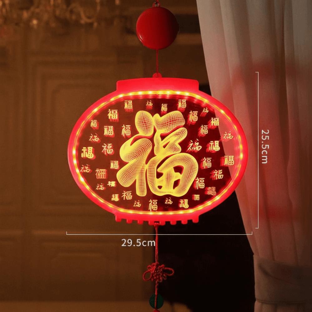 New Acrylic New Year Lantern Red With Tassel Red Hanging Lanterns Good Luck Fu Character Lights Chinese New Year