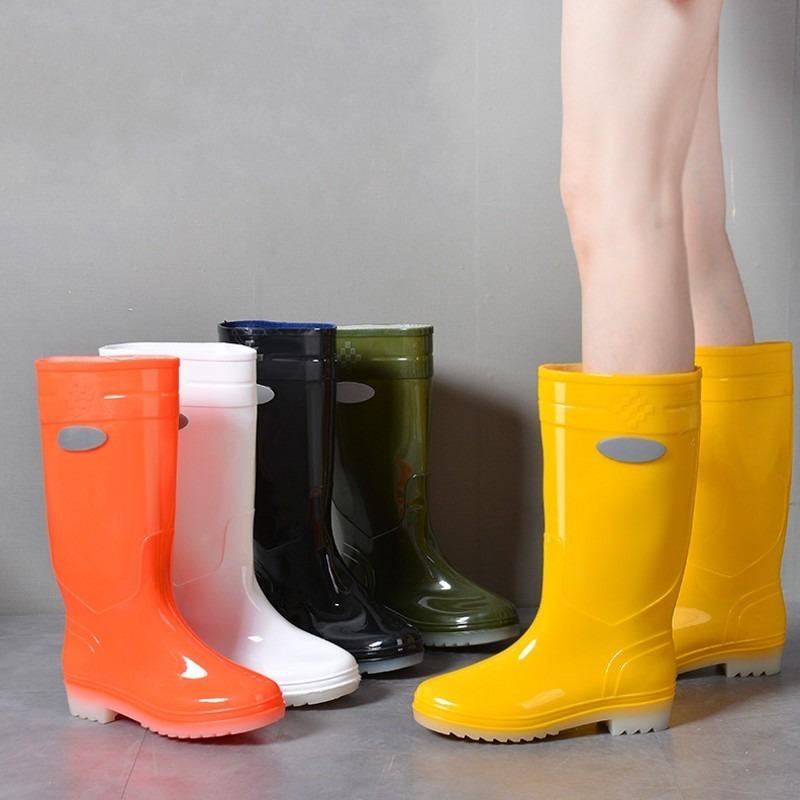 Fashion Comemore Autumn Boots Low Heels Rainshoes Couple Men Women High-barrel Waterproof Rain Boot Work Rubber Shoe Long Water Shoes 44