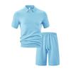 Mens Summer Jacquard Polo T Shirt And Shorts Casual Set