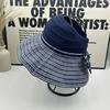 Big Eaves Empty Top Sunscreen Hat Women's Summer Striped Vacation Wind Beach Shading Breathable Fisherman Hat Showing Face Small Cool Hat