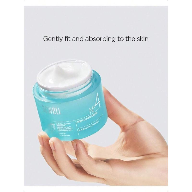 Acwell Aqua Clinity Crème 50ml - Hydratant Apaisant 24h Pour le Visage, Idéal Pour les Peaux Sensibles - Gel Non Collant et Rafraîchissant