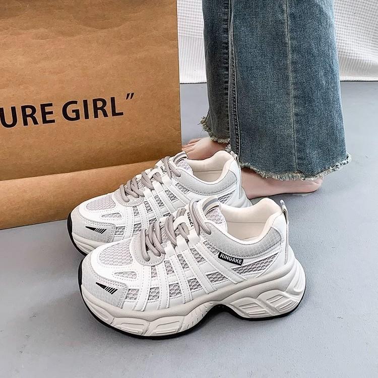 Super Fire Dad Shoes Women's 2025 Spring New Thick-soled Heightening Versatile Small Retro Lightweight Casual Sports Shoes