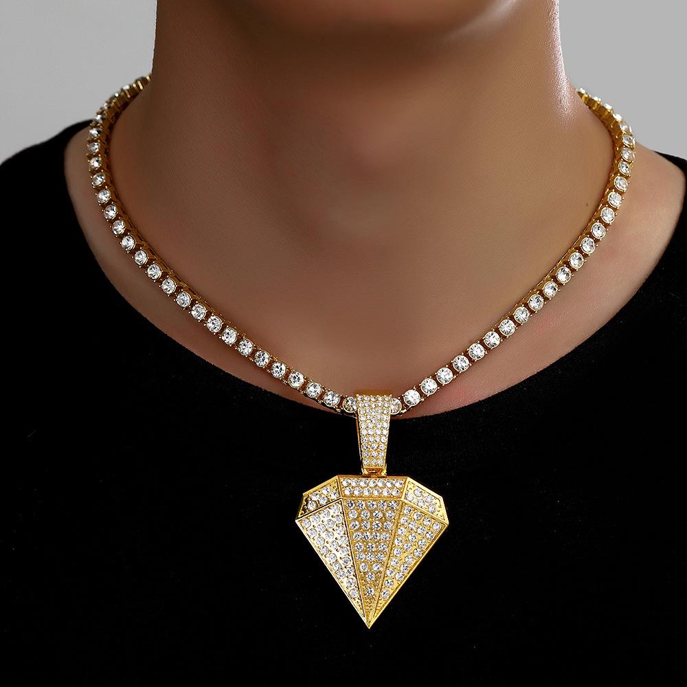 Full Diamond Alloy Pendant Hip Hop Men'S Necklace Personalized Simple Necklace