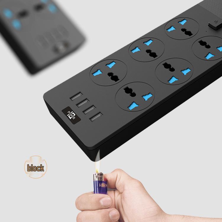 5m 6-Outlet Power Strip with Switch and USB Ports