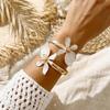 Multifunctional Adjustable Flower Shape Metal Bangle Bracelet Adjustable Diameter for Trendy Accessories and Gift Giving