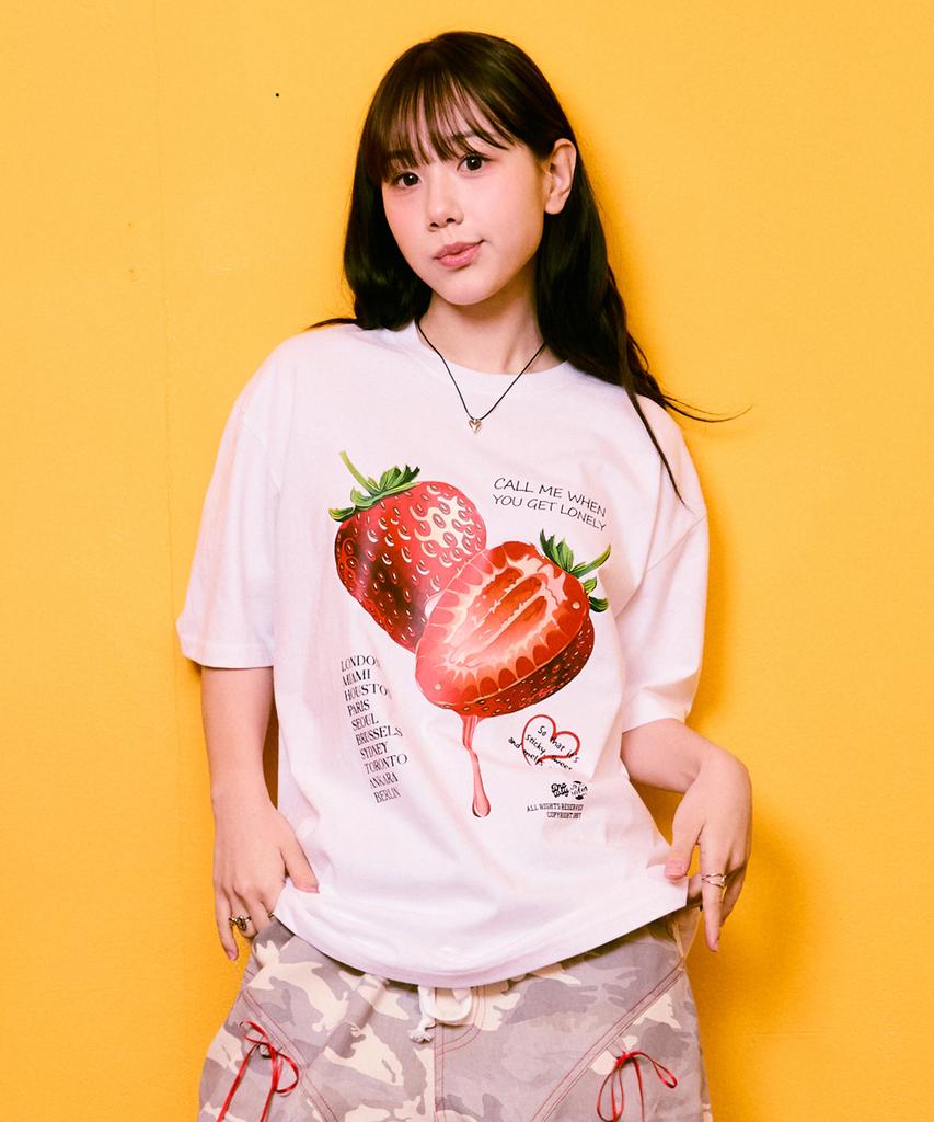 Deulousi [Set] Dw Strawberry Powcat Short Sleeve T-Shirt 2-Piece Set