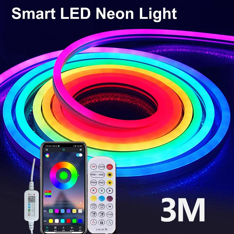 5V RGB Neon LED Strip Light Waterproof Flexible USB Neon Tape with Bluetooth APP & Remote for TV Backlight DIY Gaming Decor