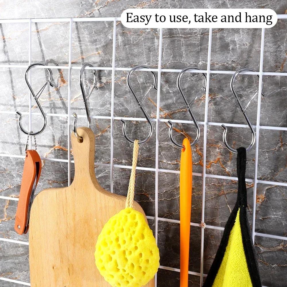 S-Shape Hook Stainless Steel Clothes Bags Towels Hanging Rack Multi-function Kitchen Bedroom S Hooks Home Storage Organizer