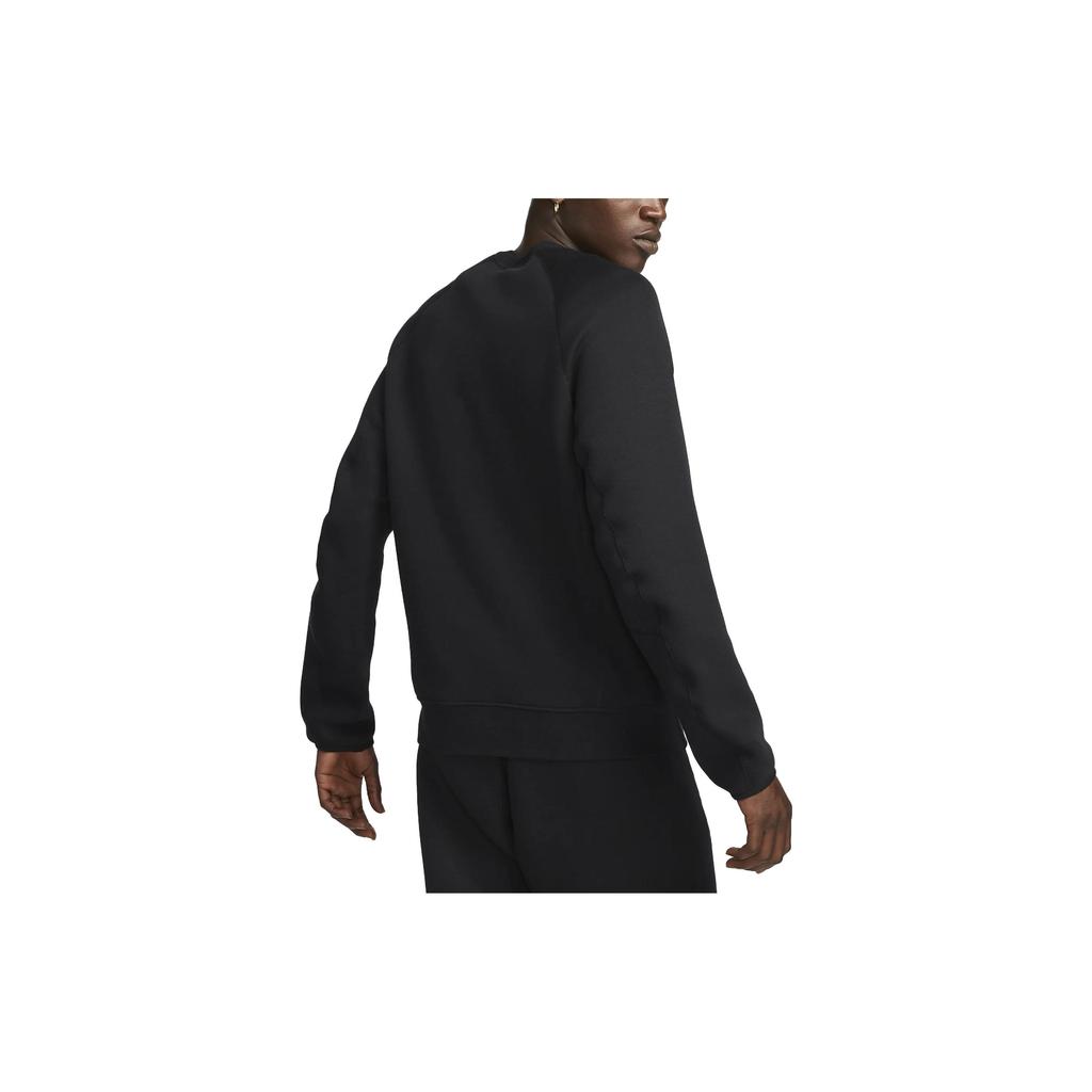 Nike Sportswear Tech Fleece Logo Print Crewneck Sweatshirt Men Tops Black FB7916-010