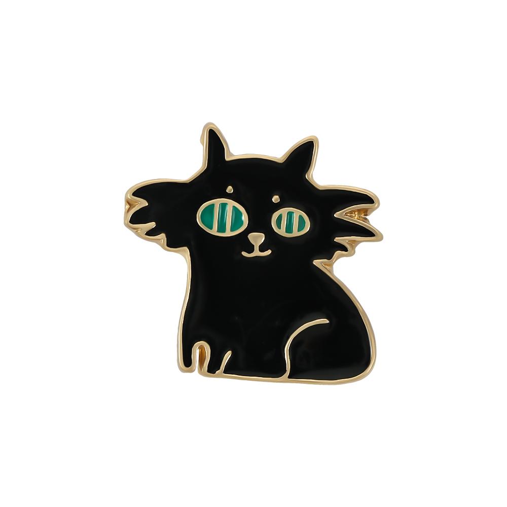 Cartoon Tier Broschen Schwarz Weiß Paar Katze Fischgräte Emaille Pins Kleidung Kragen Revers Pin Tasche Metall Abzeichen Schmuck Für Liebhaber