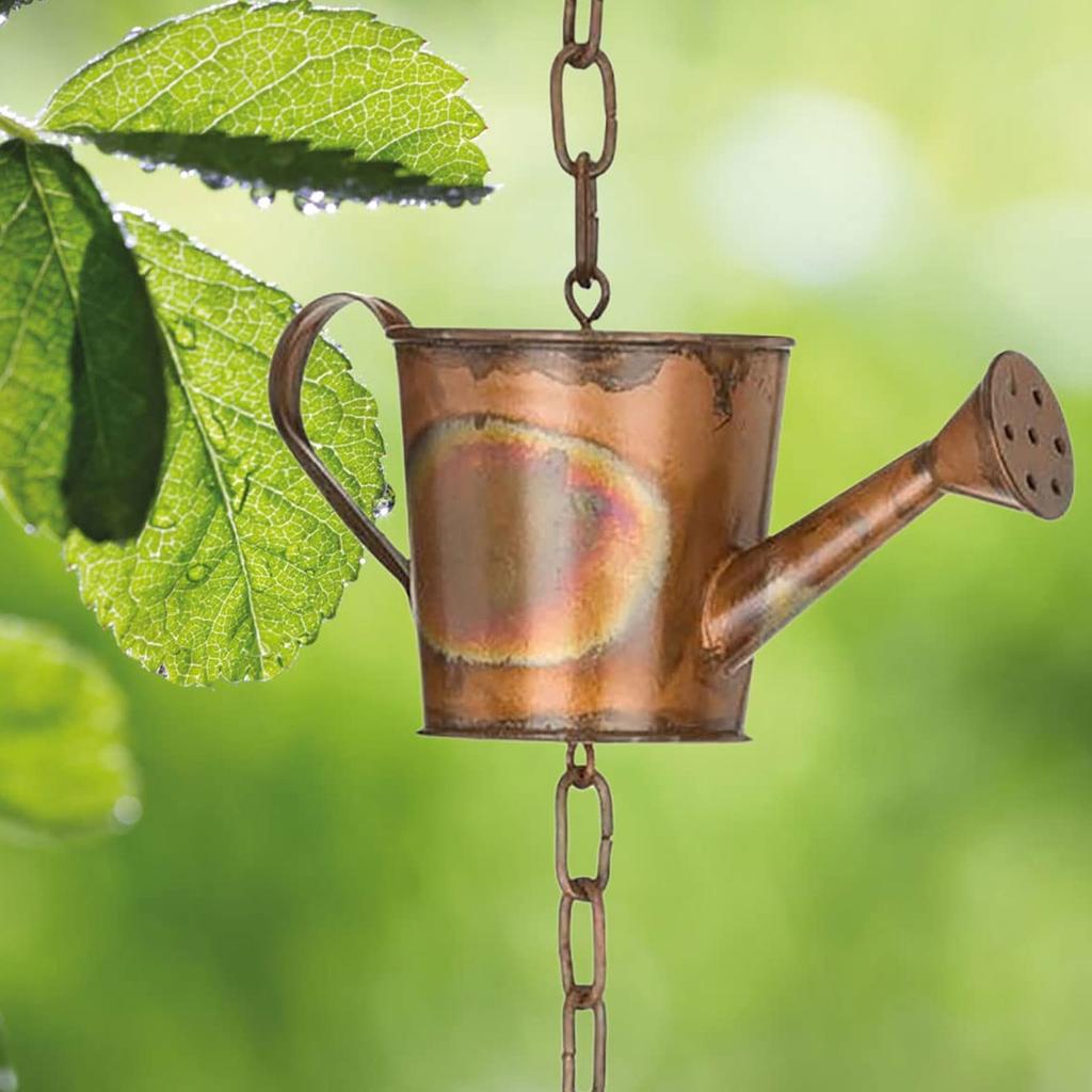 Vintage Style Wind Chime Watering Pot Bell Shape Rain Chains Artistic Sense Hanging Rain Chain for Garden Front Door Ornament