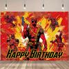 Cartoon Deadpool Happy Birthday Backdrop Banner Cool Super Hero Theme Kids Boys Birthday Party Decor Photo Background Supplies