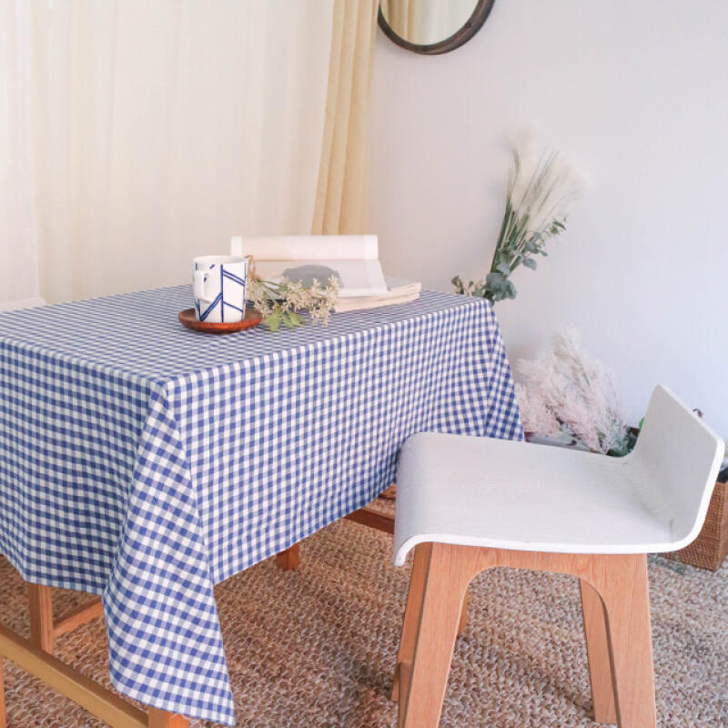 Vivid Melan Check Tablecloth - Navy