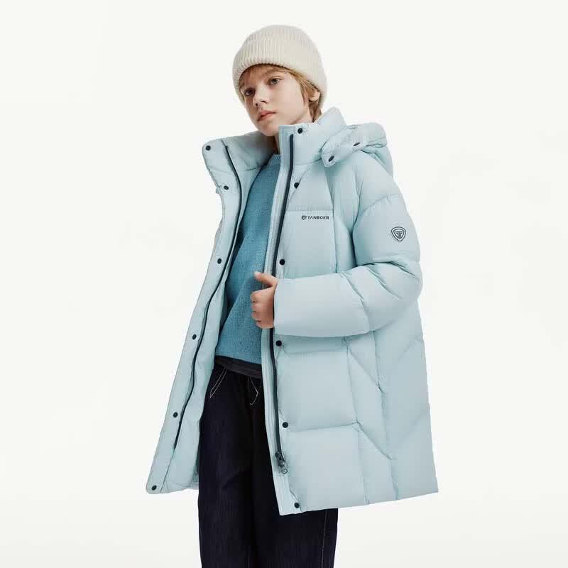 Tanboer Unisex Kids' Detachable Hood Mid-length Warm Down Jacket TC61530728