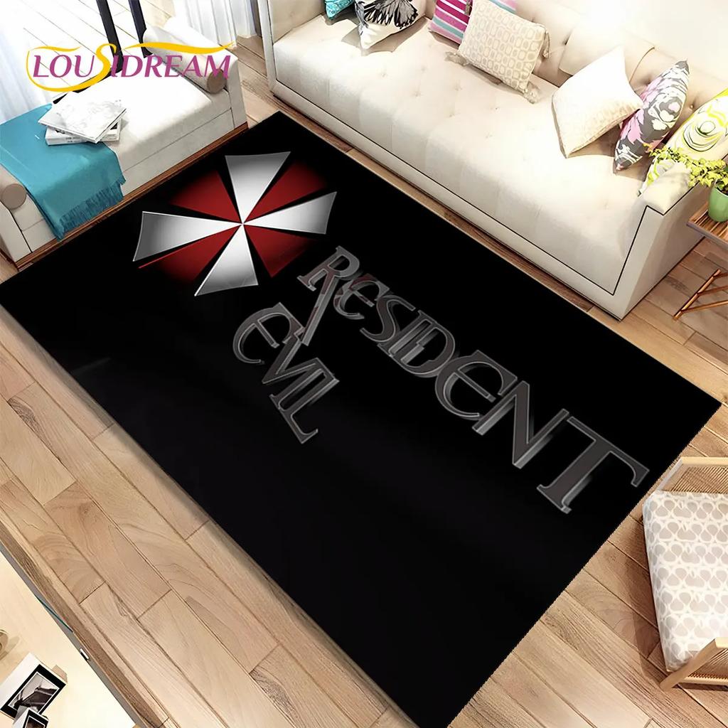 3D R-Resident Evil Games Gamer Area Rug,Carpet Rug for Living Room Bedroom Sofa Doormat Decoration, Kids Play Non-slip Floor Mat