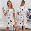 Abito da pigiama da donna in poliestere lavorato a maglia a maniche corte Camicie da notte floreali stampate Camicie da notte allentate estive Abbigliamento casual da salotto per dormire