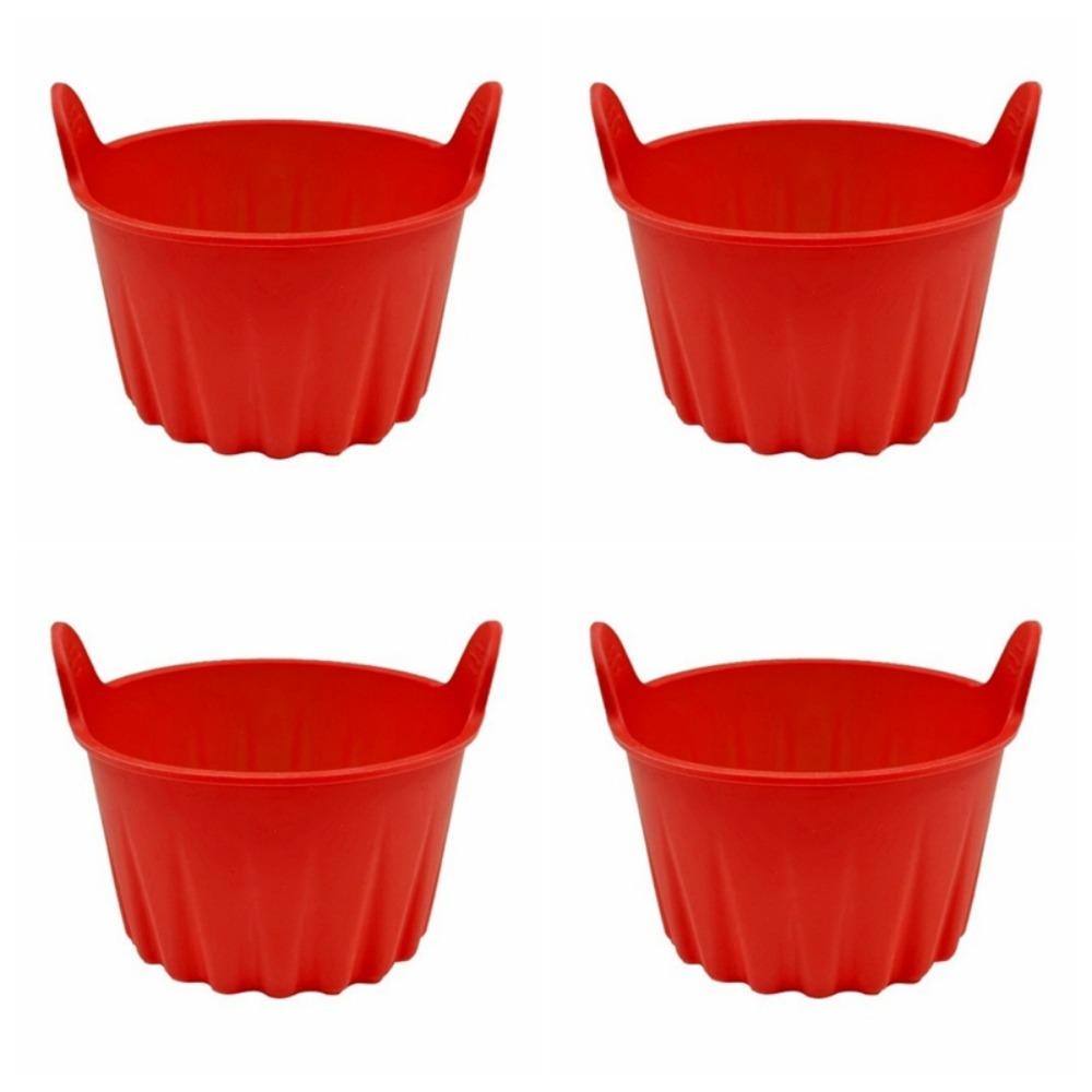 4Pcs Non-Stick Cake Mold High-Temperature Resistant Muffin Cups Multi-Purpose Cake Cup For Parties красный