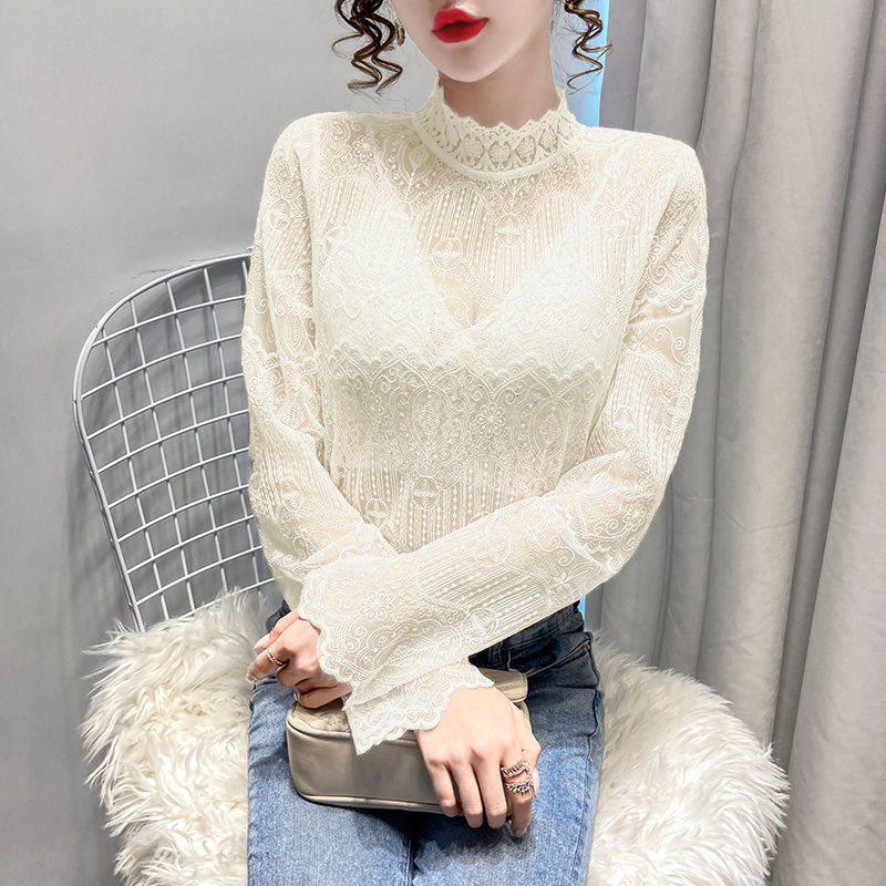 Fairy Lace Mesh Blouse - Women's Fashion See-Through Top for Autumn/Winter 2024