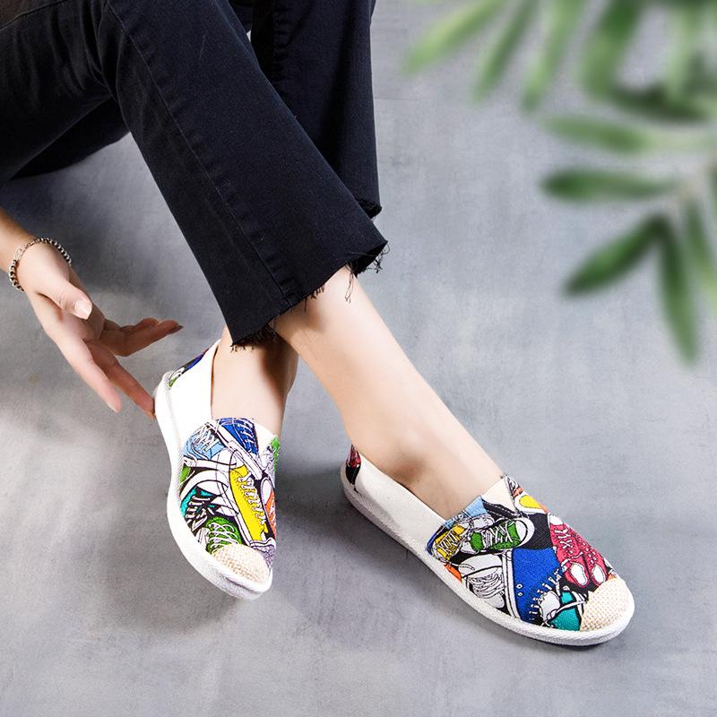 Women's Fashion Spring Summer Casual Flat Shoes Round Toe Loafers Shoes Fisherman Boat Shoes Women Lazy Hemp Rope Weave Shoes