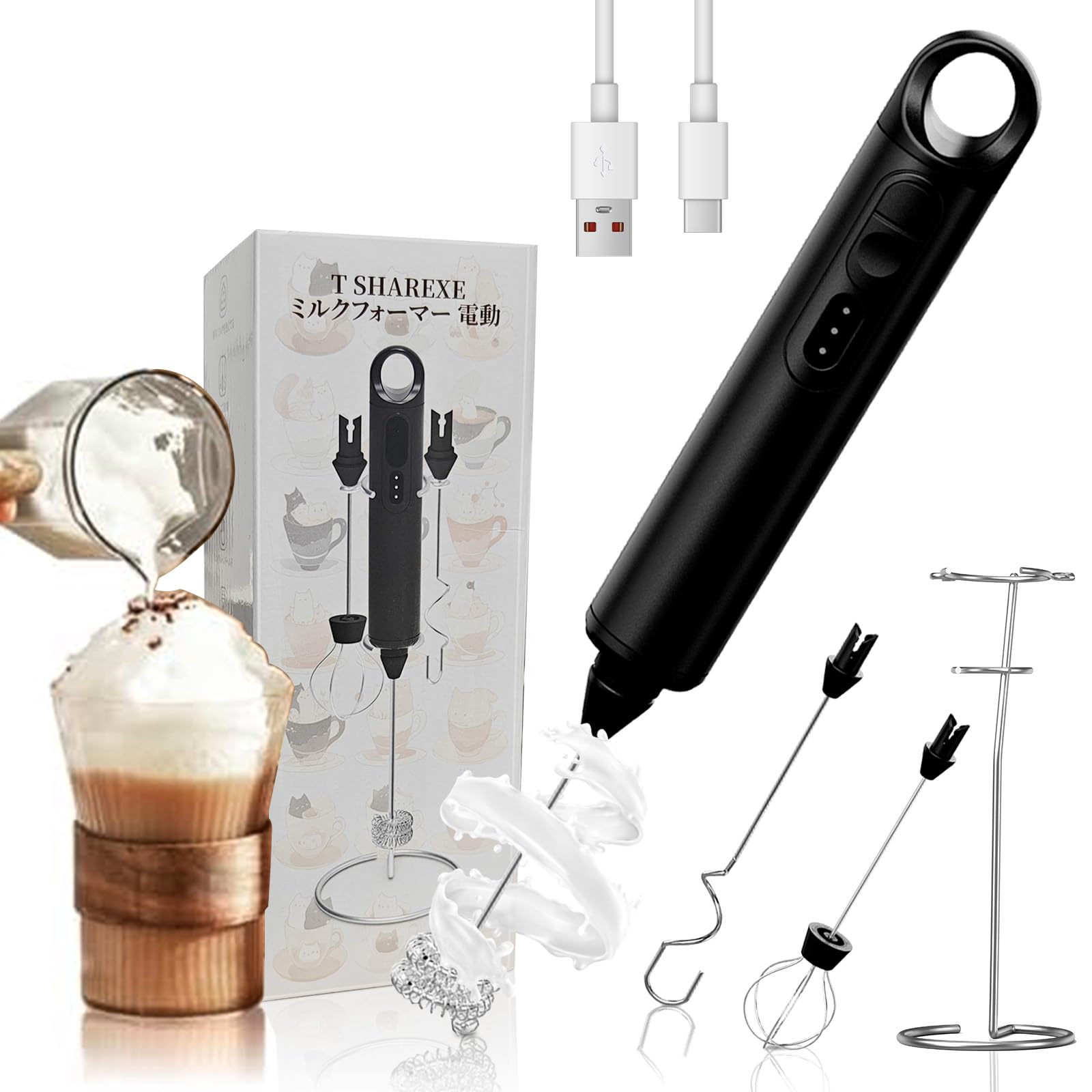 

[Amazon.co.jp Exclusive Brand] [2025 Improved Multi-Purpose Milk Frother] Electric Milk Frother, Mini Milk Frother, Hand Mixer with 3 Adjustable