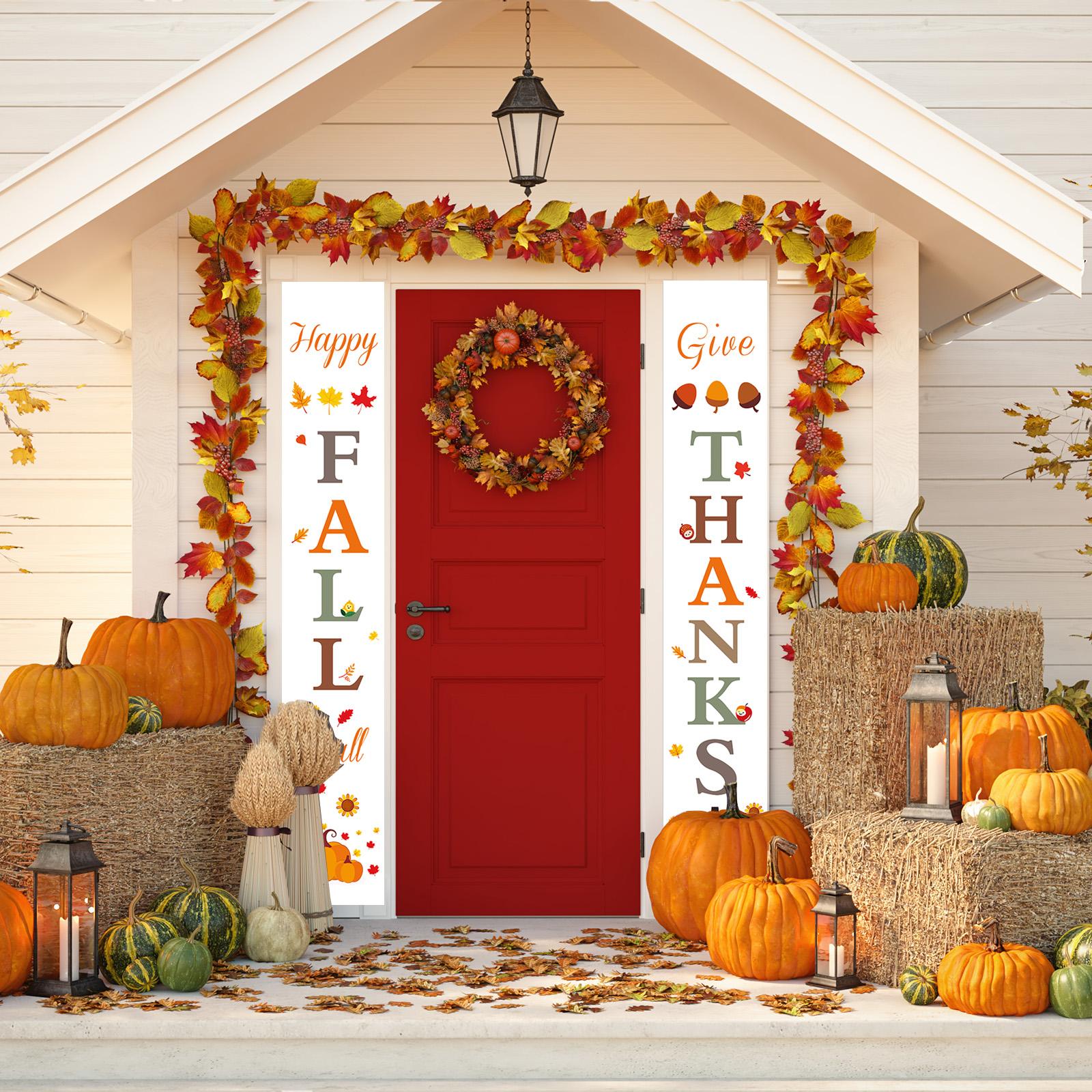 

Thanksgiving Decorations For Home |Fall Decorations |Happy Fall Y All & Give Thanks Porch Banners For Autumn Harvest Decorations