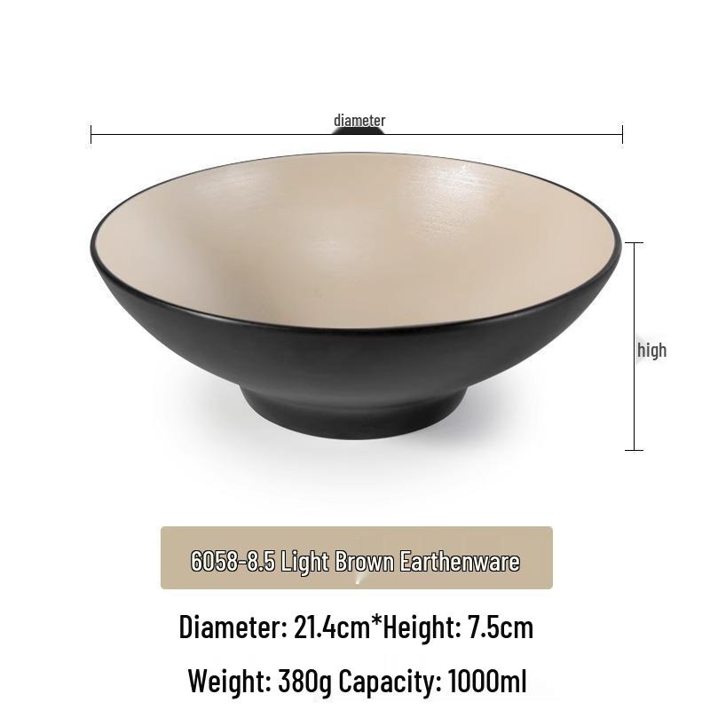 Large Frosted Melamine Ramen Bowl - Japanese-Style Restaurant Noodle Bowl for Mala Tang, Luosifen, Soup, and Rice Noodles