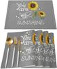 Farmhouse Sunflower Placemat Set, Vintage Yellow Flowers On Wood Placemats for Kitchen Dining Table Wedding Banquets Decor Mats