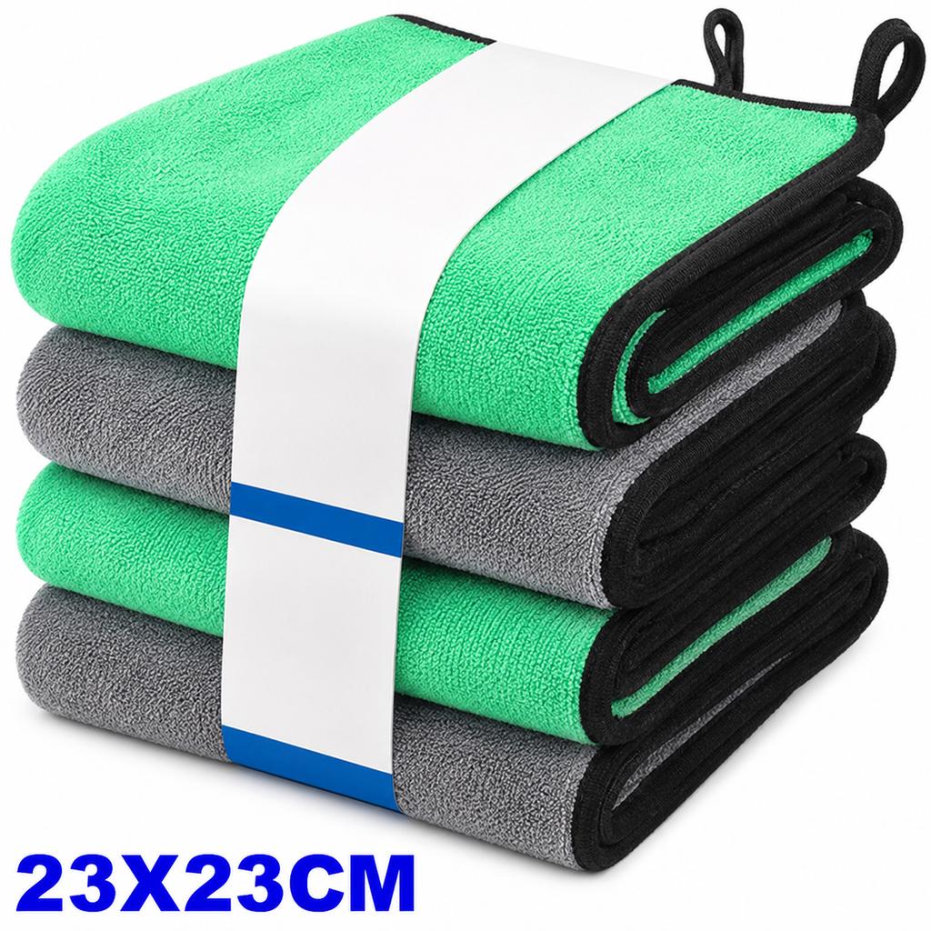 1-4pcs Microfiber Car Washing Towel Soft Quick Drying Windows Mirrors Wiping Rags Home Double Layer Cleaning Cloths 500GSM