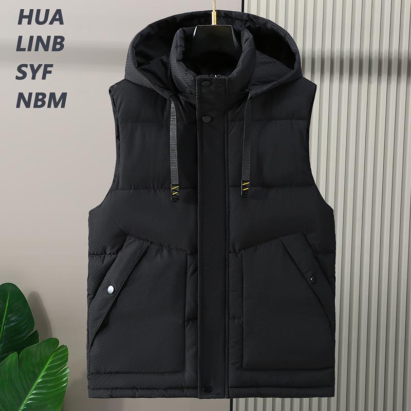Plus Size S-8XL Waterproof Sleeveless Parka Man Waistcoat  Fashion Men's Warm Vest Hooded Korean Style Padded Coats