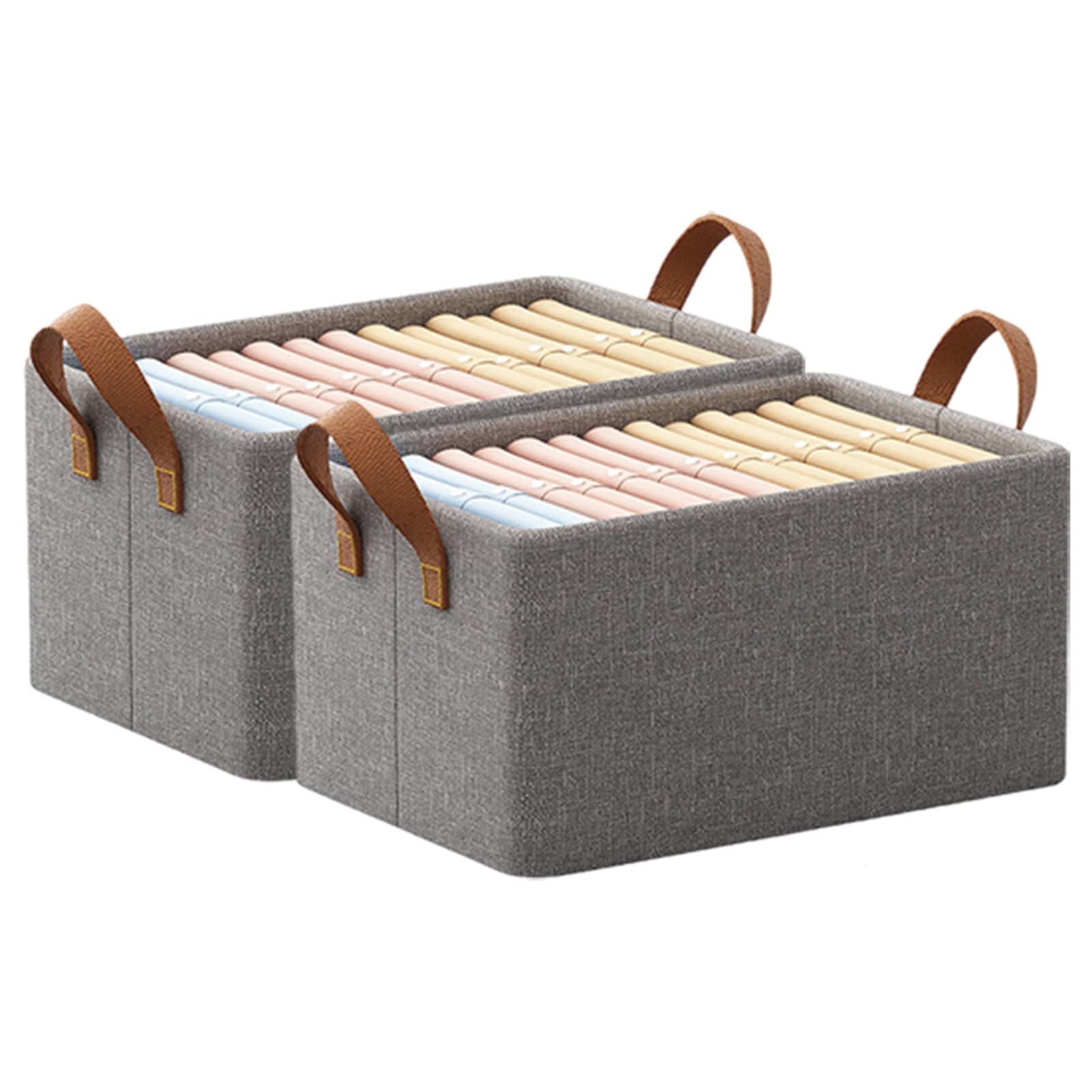 

2 шт. складной ящик для хранения большой емкости из катионной ткани с прочной стальной рамой, идеально подходит для хранения джинсов