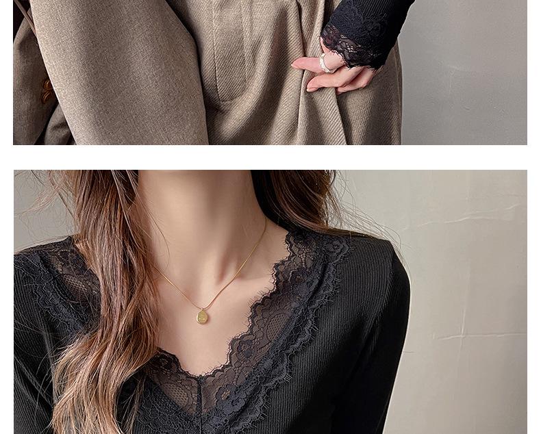 Elegant V-Neck Lace Trim Low-Neck Slimming White Top for Women - Autumn/Winter Innerwear