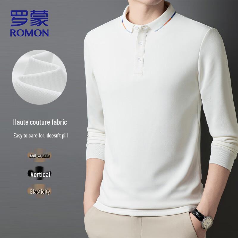 Romon Men's Classic Business Casual Long Sleeve Polo Shirt