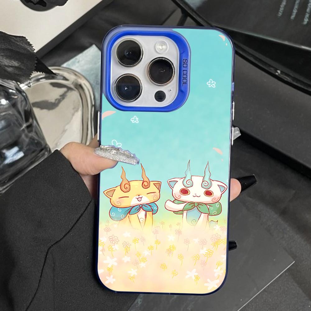 Yo-kai Cute W-Watch Phone Case For iPhone 16,15,14,13,12,11,Pro,Max,Plus,Mini,XS,SE Anti Fall Blue Matte Hard Bumper