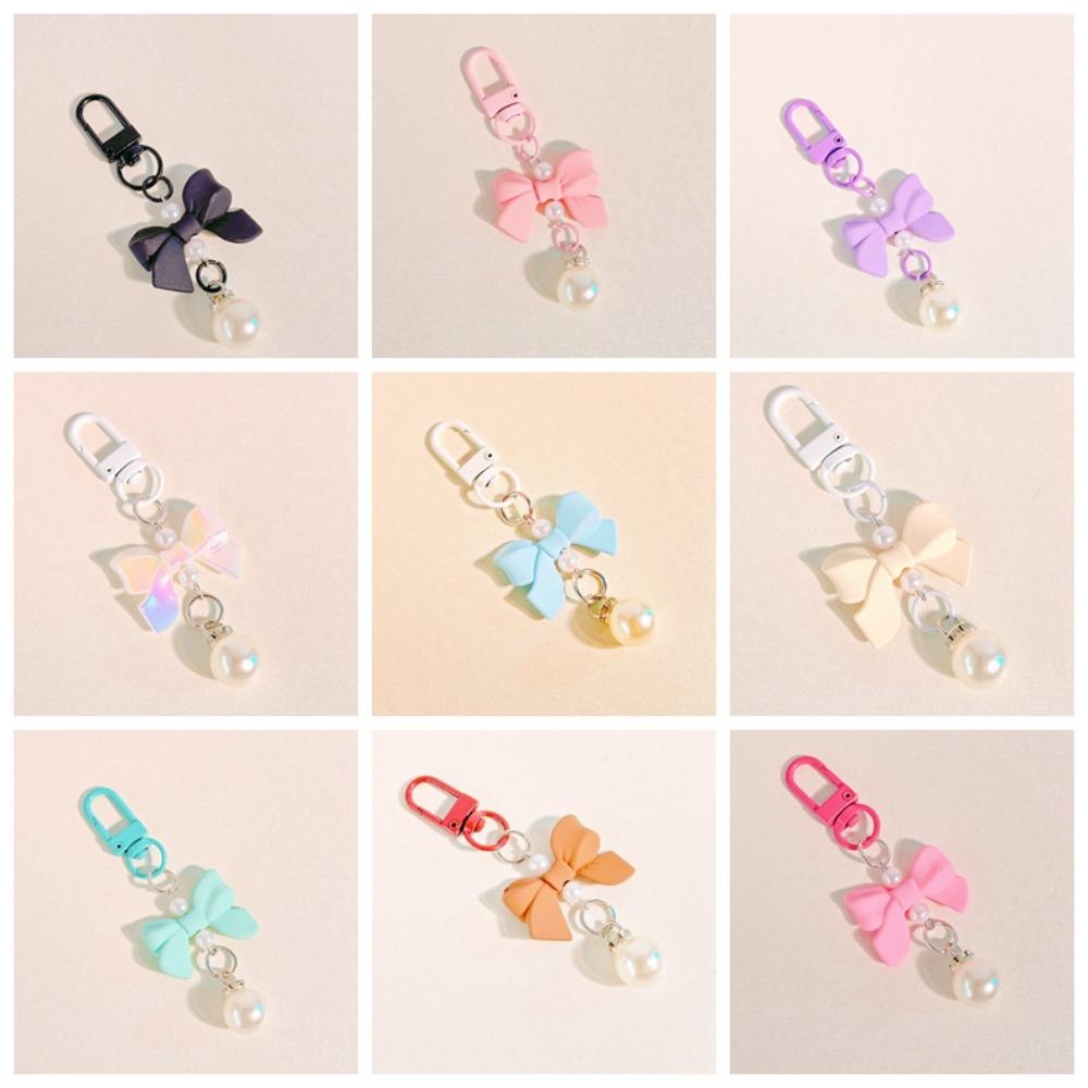 Pendant Bow Knot Keyring Key Chain Imitation Bow Keychain Candy Color Bow Knot Pendant  Bag Pendant