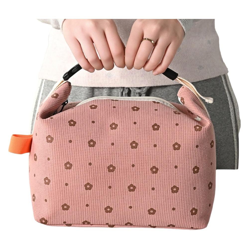 Floral Printed Printed Food Handbag Waterproof Picnic Bag Floral Corduroy Lunch Bag  Hiking Style 3