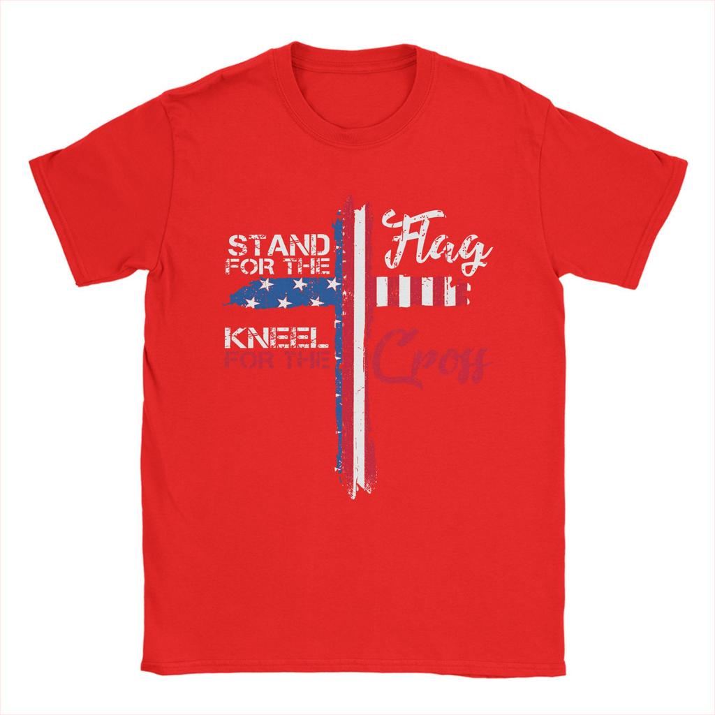 Stand For The Flag I Kneel For The Cross T-Shirt Summer  Cotton T-Shirts For Men Hip Hop Casual Tshirt Short Sleeve Clothing