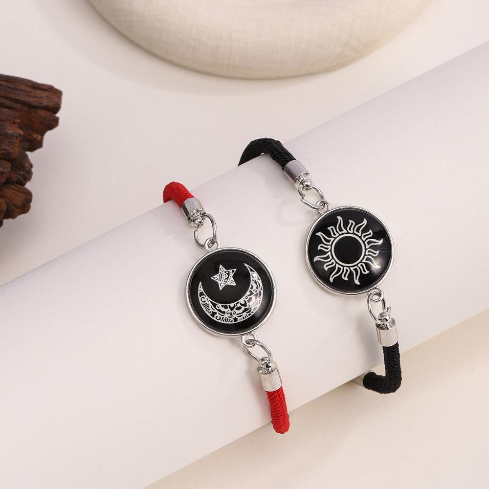

Luminous Moon And Sun Lovers Time Gemstone Bracelet, Unisex One Size