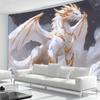 2D Sternenhimmel Weißer Drache Wandteppich Moderne Fantasy Wohnraum Hintergrundtuch