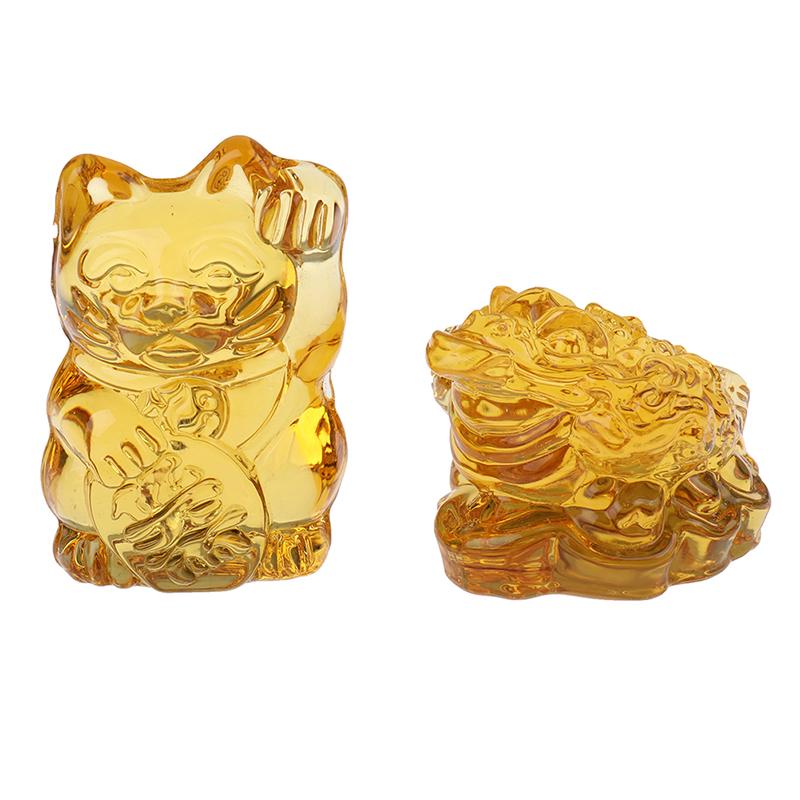 Chinese Yellow  Feng Shui Lucky Cat Fortune Frog Gift Home Decorations