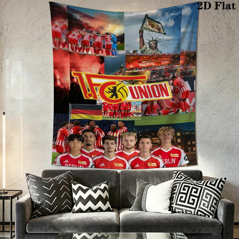 1 Fc Union Berlin Wall Tapestry Aesthetic Wall Hanging Printed Fabric Blanket Decorative Tapestries for Bedroom Living Room Home Decor