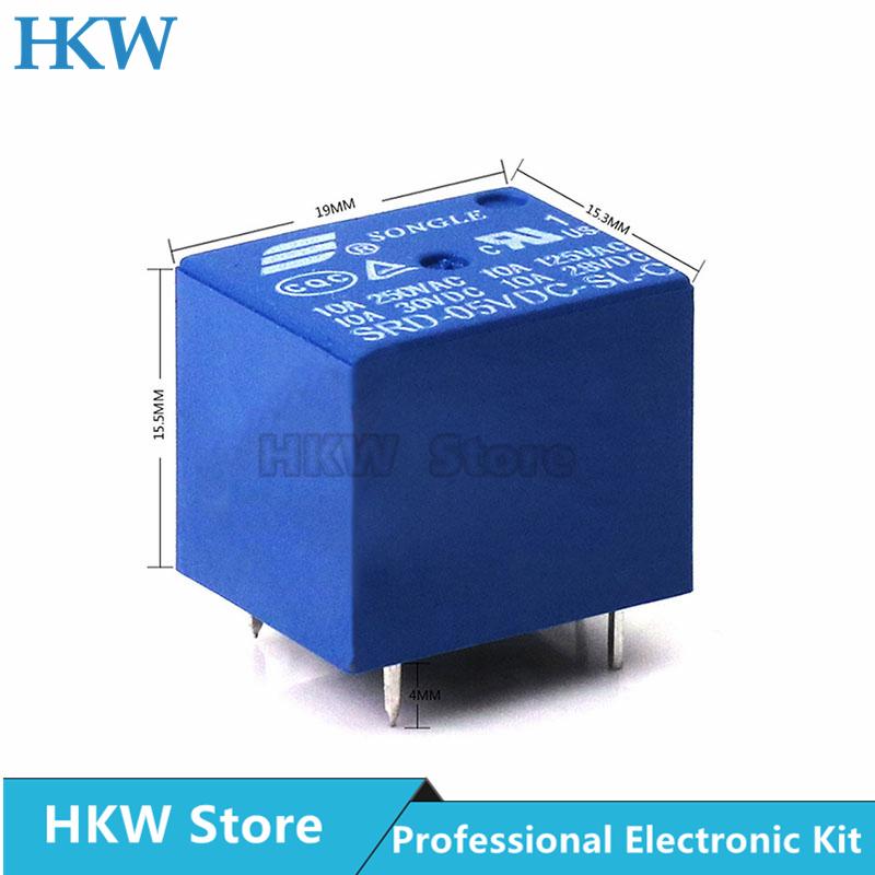 10pcs Relay SRD-03VDC-SL-C SRD-05VDC-SL-C SRD-24VDC-SL-C SRD-12VDC-SL-C 3V 5V 6V 9V 12V 24V 48V 10A 250VAC 5PIN Relays Relais Relays 5